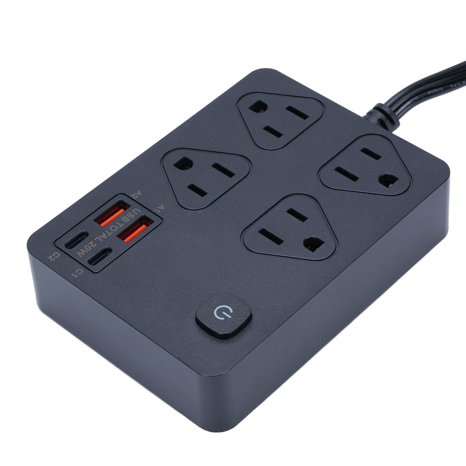 

Ультратонкий подовжувач з плоским штекером, високий рівень безпеки, розетка для швидкої зарядки, подовжувач з розетками з 20 Вт Type C US Plug чорний