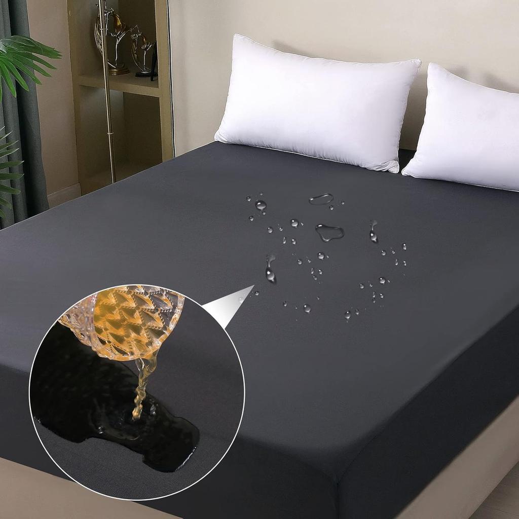 1 Stück Unifarbenes Bettlaken mit Spannbettlaken aus ultrafeiner Faser, wasserdicht, Matratzenschoner, hautfreundlich und atmungsaktiv, King-Size-Laken 1 Stück