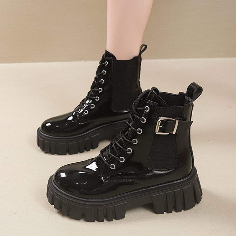 Skinny Martin boots women's 2025 autumn and winter new thick-soled heightening tide casual versatile British style handsome short boots