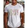 Men'S Casual Biking Graphic Tee - Crew Neck Short Sleeve T-Shirt with Stretch, Regular Fit for Going Out - Summer Fabric Top