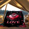 1pc Heartbeat Roses Outdoor Flannel Blanket Soft All Season Polyester Throw , Perfect for Picnics & Travel , Picnic Accessory