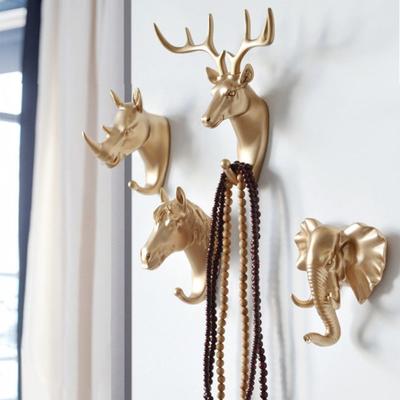 Vintage Animal Head Decorative Hook Wall Mounted Storage Rack Wall Hanging Decoration  Clothes