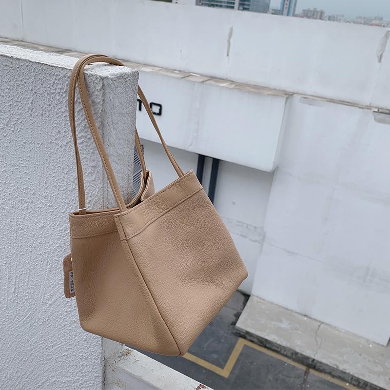 

Корейский стиль, натуральная кожа, маленькая сумка-ведро из овчины - модная сумка подмышкой для женщин