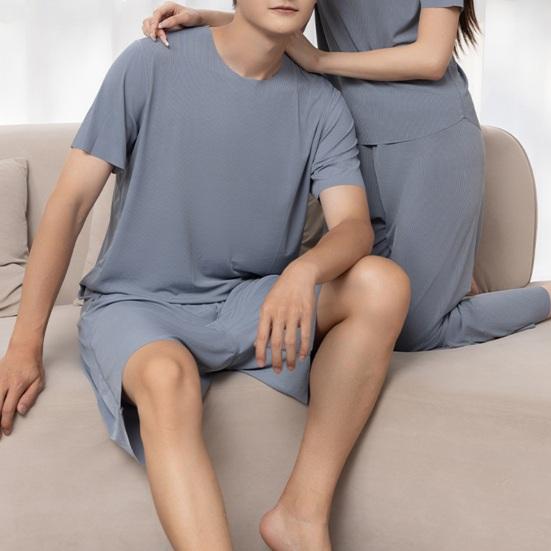 Women's Ice Silk Pajama Set Pullover Short Sleeve T-shirt And Pants Casual PJs Set Summer 2 Piece Loungewear