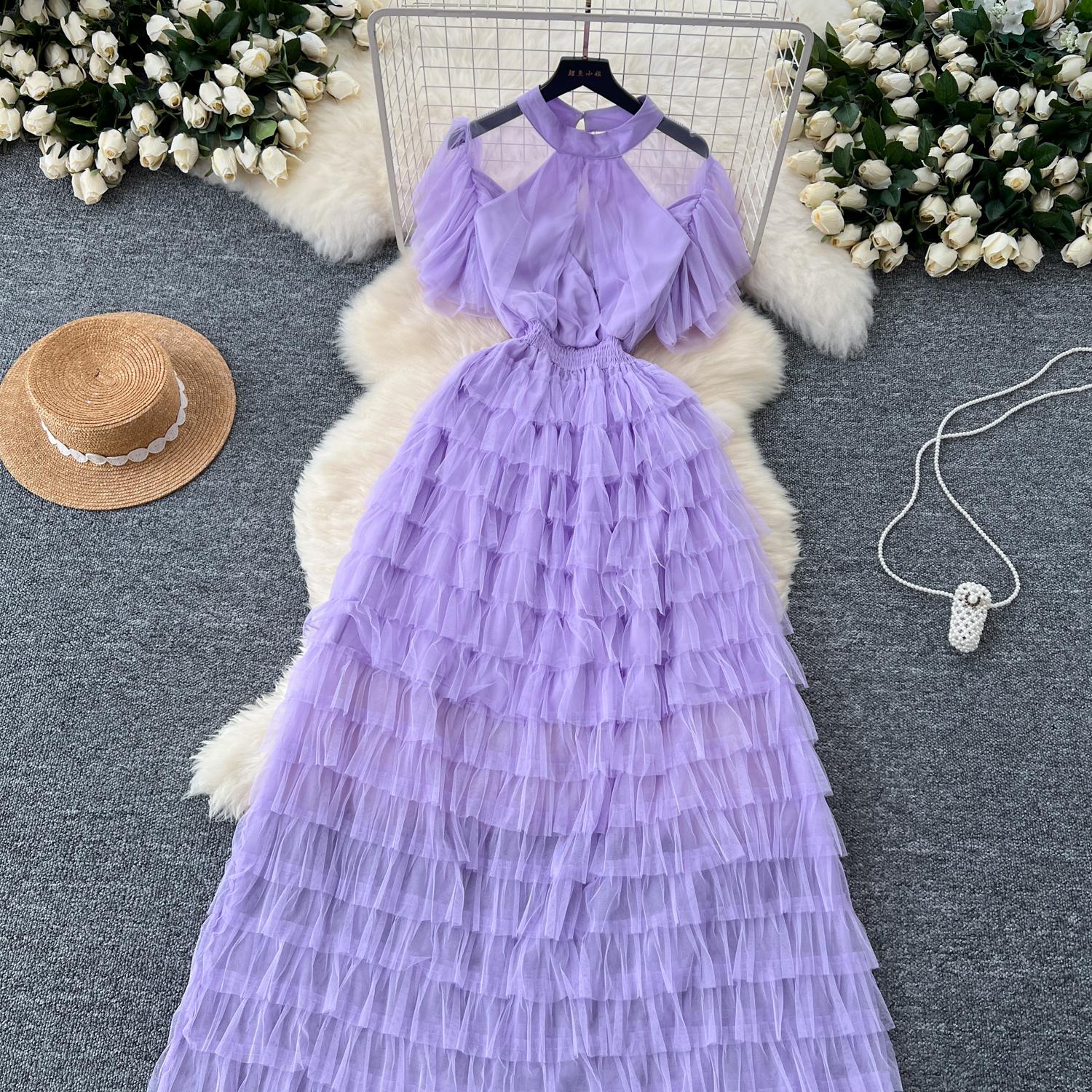 Винтажное базовое платье с круглым вырезом и коротким рукавом — фото 11