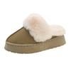 Fashion Women's Thick Sole Plush Warm Slippers Non Slip Faux Fur Winter Shoes for Women 2025 Comfort Fluffy Platform Slippers Plus Size
