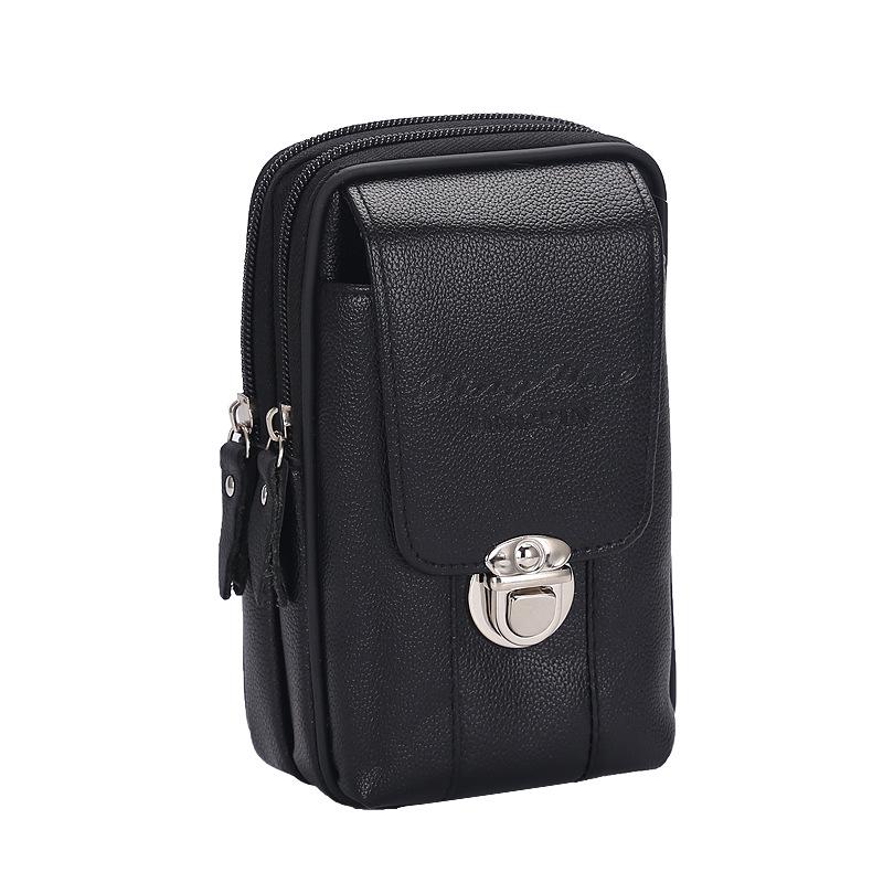 

Мужская многослойная поясная сумка для телефона из искусственной кожи - деловая и повседневная горизонтальная/вертикальная поясная сумка 6.8-inch 18 cm