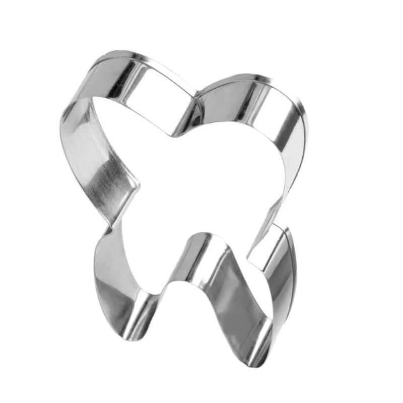 2pcs 3D Tooth Shape Cookie Cutter Stainless Steel Biscuit Tools Baking Cookies Molds Kitchen Cake Decorating Bakeware