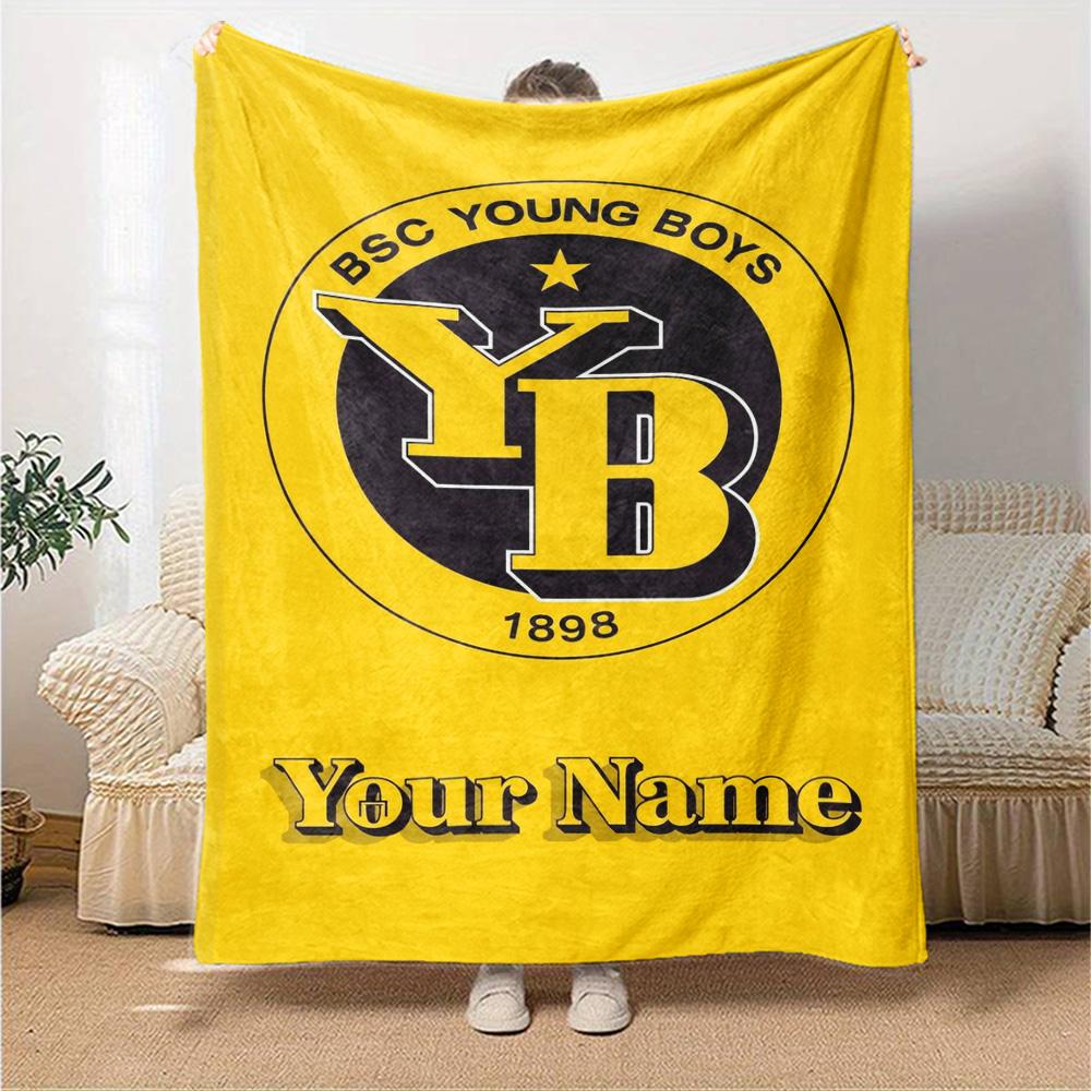 Name Custom BSC Young Boys Print Flannel Blanket High Quality Warm Comfortable Cover for All Seasons Perfect for Gifts Home Decor