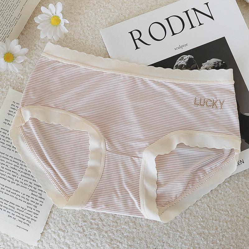Spodní prádlo Dámské čisté bavlněné antibakteriální prodyšné proužek ve střední části pasu pohodlné hip lift sexy velké roztomilé dámské trojúhelníkové šortky