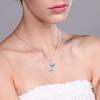 Blue Marquise Butterfly Pendant Necklace with Sparkling Accent Stones and Twisted Curve Design Elegant Jewelry for Women