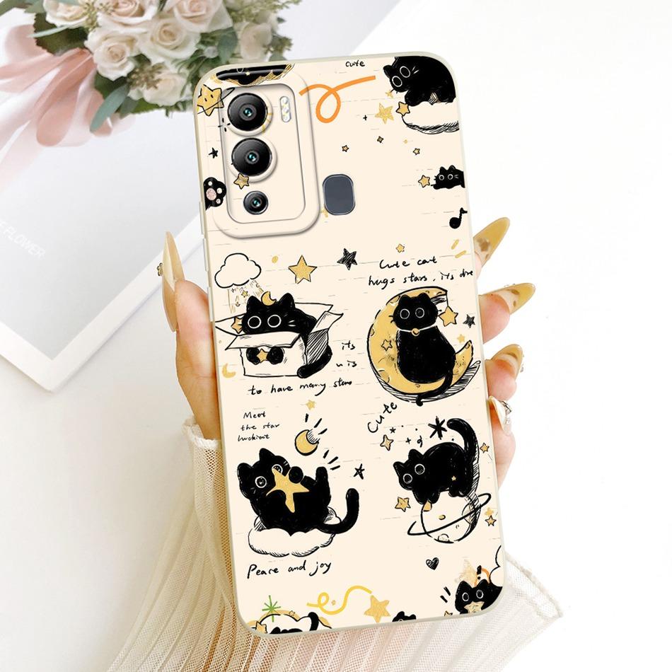 For Infinix Hot 12 12 Play Cute Cat Flower Cartoon Phone Case For Infinix Hot12i Hot 12Play Shockproof Soft Silicone Bumpers