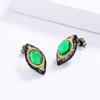 Brincos elegantes para mulheres, simples, verde, zircônia, luz, luxo, preto, ouro, joias, clássico, festa, casamento, noiva