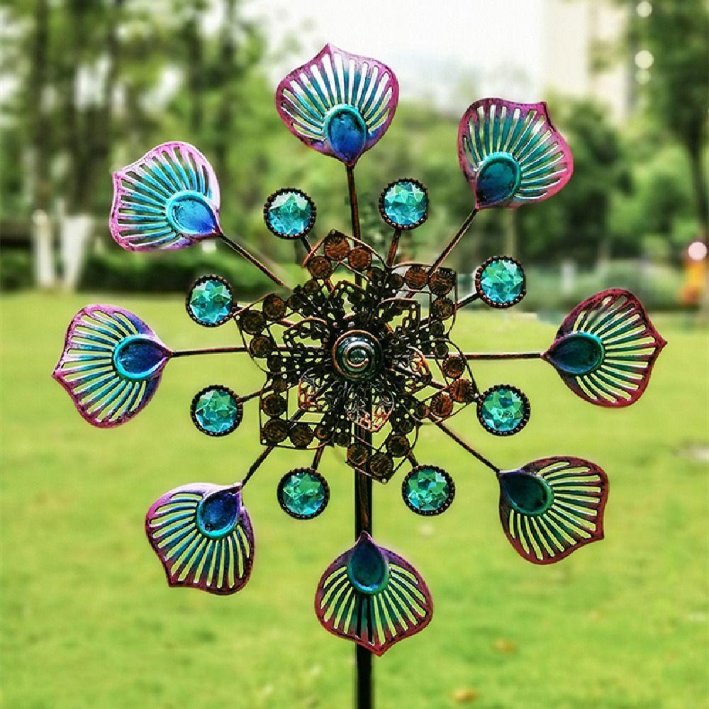 Removable Windmill Spinner Rotating Gardening Plug Landscape Art Decoration Metal Windmill Patio