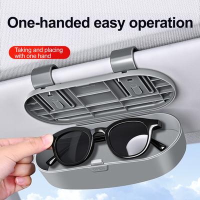 Car Storage Box with Shockproof Velvet Lining for Sunglasses And Small Items Automotive Eyeglasses Storage Case One-Hand Open Organizer for Car