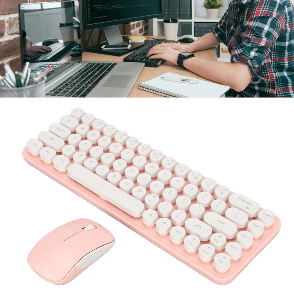 Typewriter Keyboard and Mouse Combo 68 Keys 2.4GHz Stable Battery Powered Retro Typewriter Keyboard for