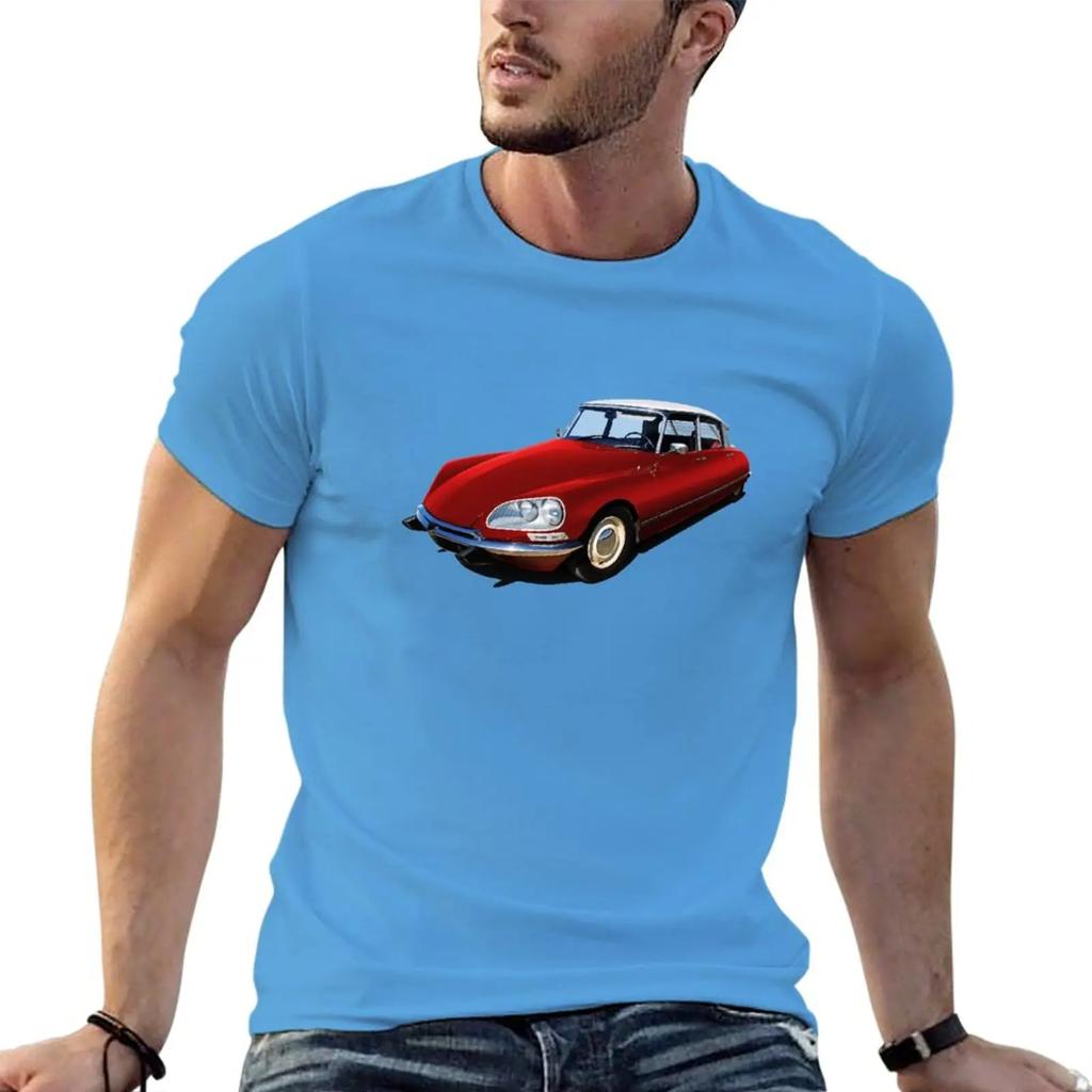 1970s Citroen Ds In Red Tshirt Oversized Summer Top T Shirts For Men