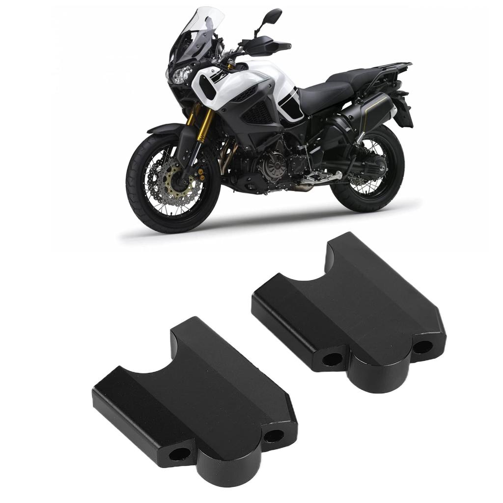 Set of 2 Handlebar Riser Mount Clamps - Aluminum Alloy Replacement for Yamaha XT1200Z Super Tenere 2010-2014 (Black)