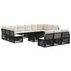 Garden Sofa Set 14 Pieces Black and Cream White Poly Rattan