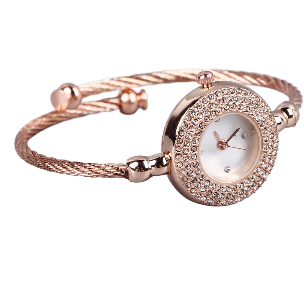 Women Bracelet Watch Quartz Movement Adjustable Thin Band Lady Watch for Daily Party Rose Gold