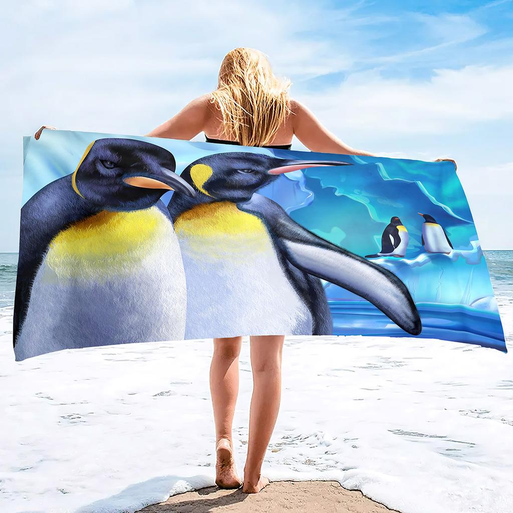 Asciugamani da Spiaggia Uccello Pinguino Asciugatura Rapida Microfibra Morbido e Assorbente Asciugamano da Bagno Viaggio Outdoor Asciugamano da Spiaggia Sovradimensionato Senza Sabbia