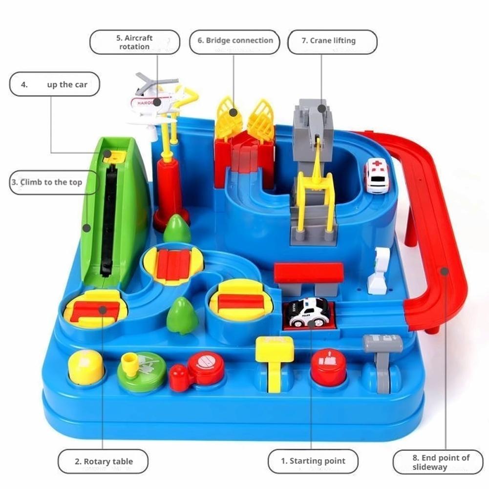 Electric Track Parking Building Car Toy Racing Rail Car Train Track Toy for Children Gifts Mechanical Adventure Brain Table Game