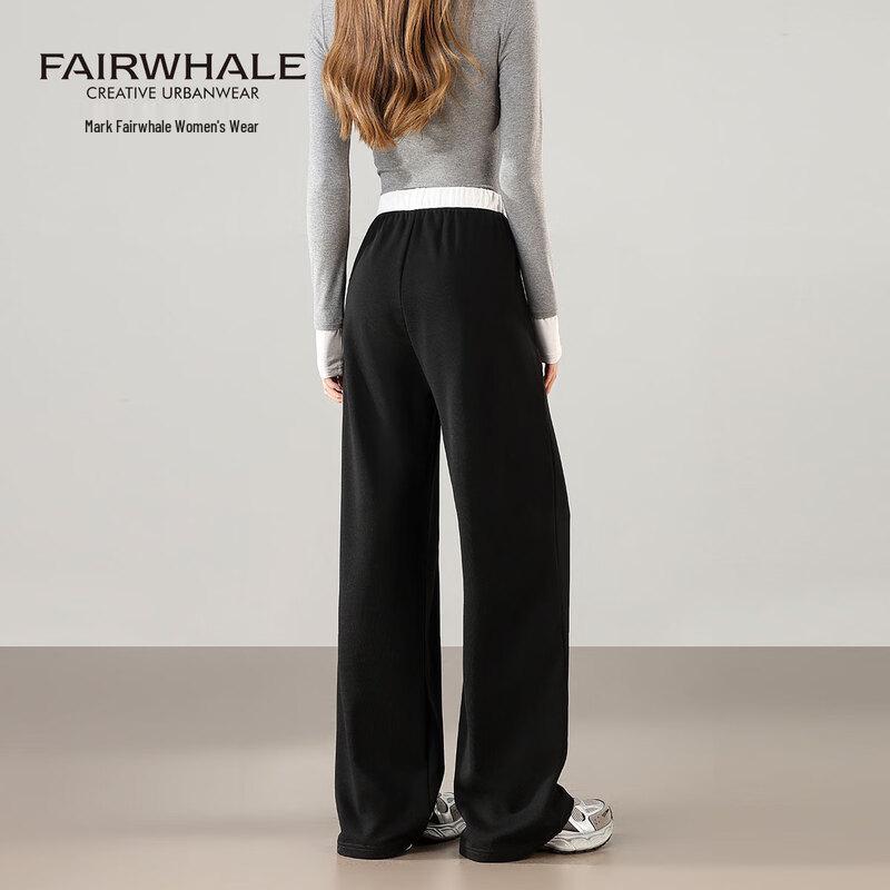 Mark Fairwhale Women's High-Waist Color-Block Straight Wide-Leg Sweatpants