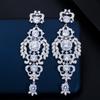E0289 White Zircon Hollow Fringed Earrings, Needle Full Diamond Bridal Earrings