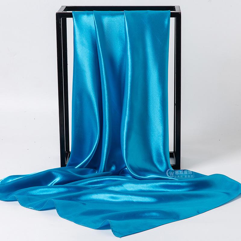 Women's Silky European Satin Silk Scarf Shawl - Large 90x90cm, Plain Color, Square Headscarf