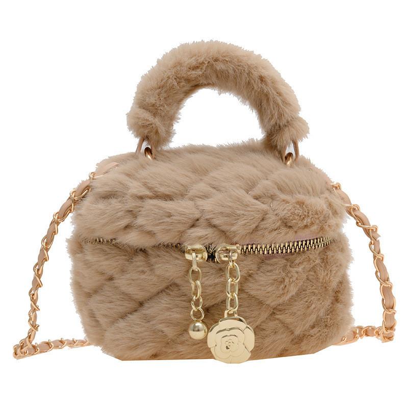 Stylish Mini Plush Handbag For Kids With Trendy Quilted Design Available In Multiple Colors