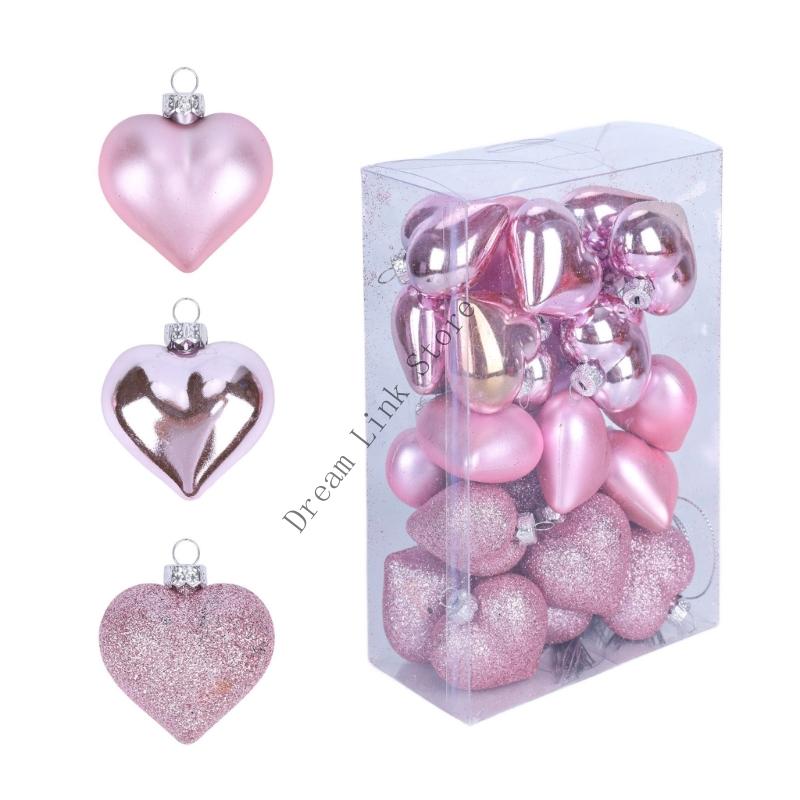 Q1FD Valentinstag Herz-Ornamente Herz-Kugeln Herzförmige Hängedekoration für Valentinsbaum Hochzeitstag