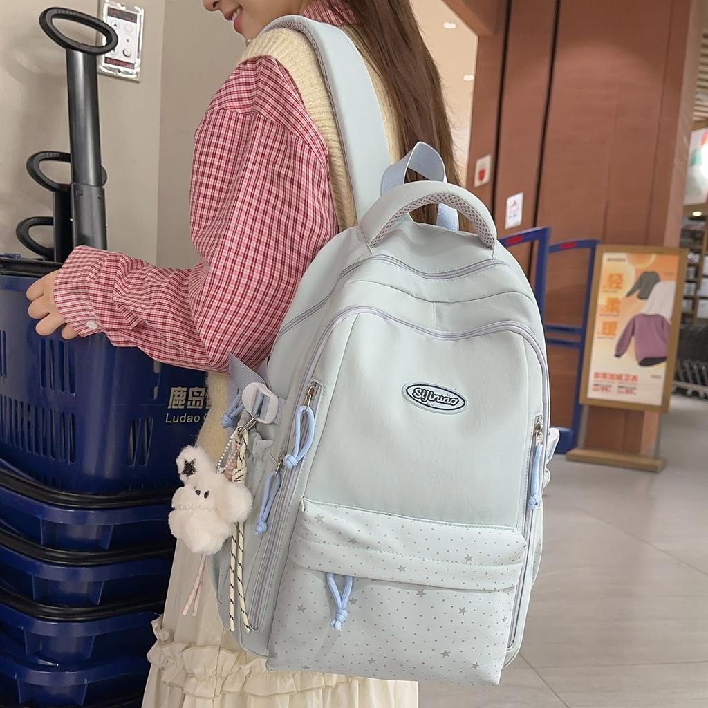 Schoolbag simple schoolbag female Korean version Japanese style casual star printing backpack junior high school high school college student class