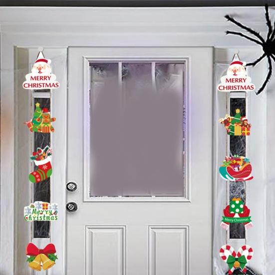 Christmas Door Hanging Claus Festive Sign Vibrant Color Santa Pattern Holiday Decoration Easy To Hang