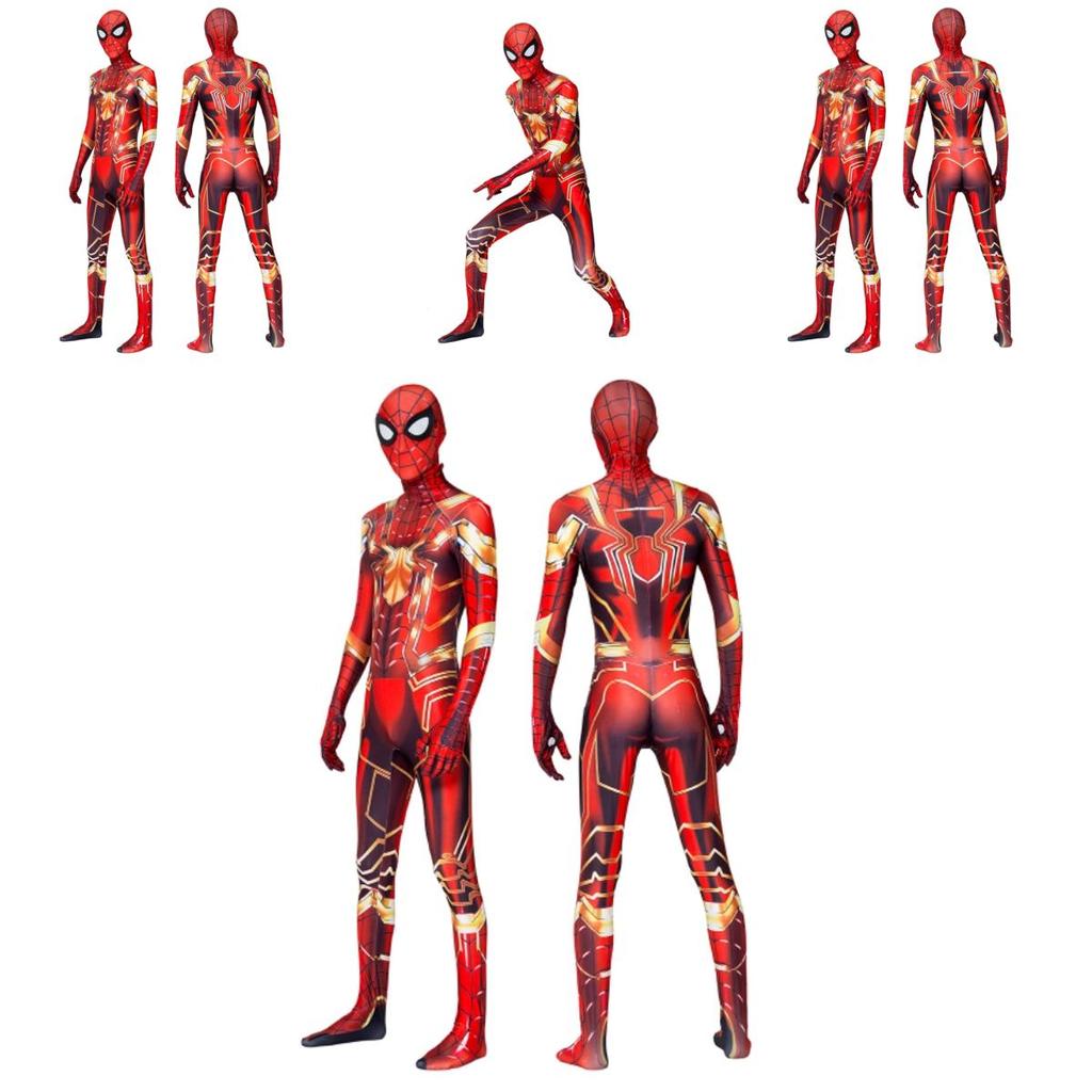 Marvel Steel Spider-man Cosplay Costume Full Body Outfit With Hood
