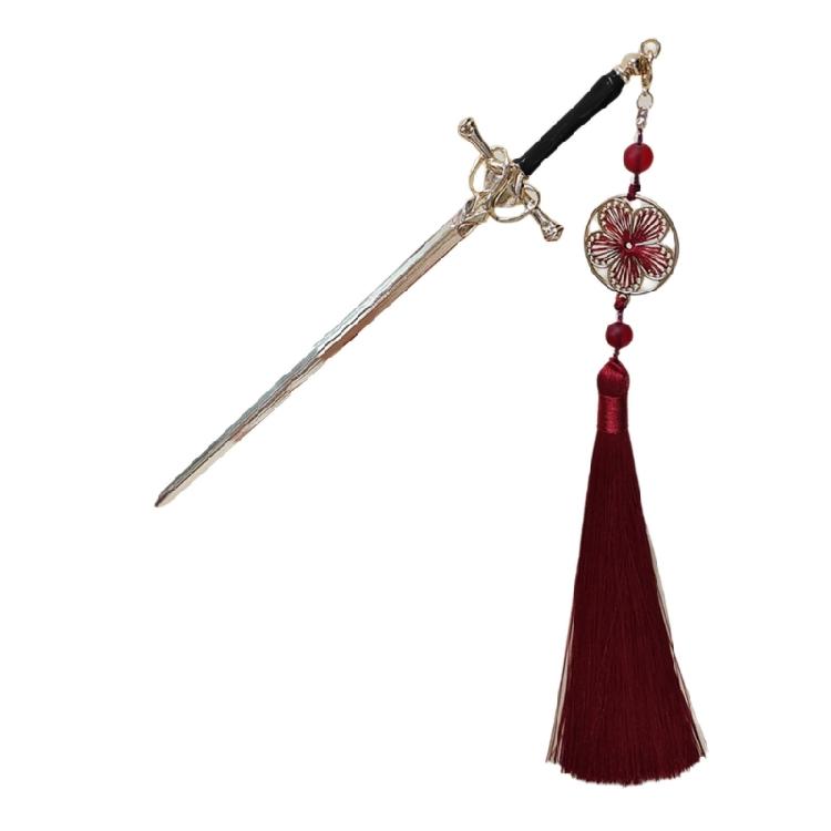 Stylish Hair Clip Swords Shaped Tassels Hair Barrette Alloy Texture Hair Accessory Hairpin Present for Swords Enthusiasts