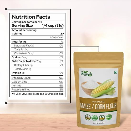Ekologiskt Zing Majsmjöl | Glutenfritt Majsmjöl | Ekologiskt Majsmjöl | Förpackat och Producerat i Indien - 454 g (16 oz) (Paket om 1)