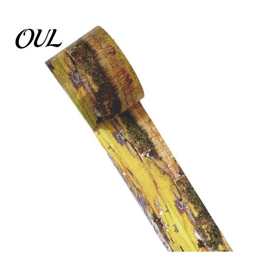 Nastro Washi per Scrapbooking, Nastro, Pittura a Olio Decorativo, Mascheratura, Motivi d'Artista, Adesivo Blu e Giallo per Artigianato Fai-da-Te, Junk Journal, Incarto Regali,
