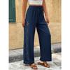 Bohemian Side Hollow Out Embroidery Elastic Waist Loose Wide Leg Long Pants