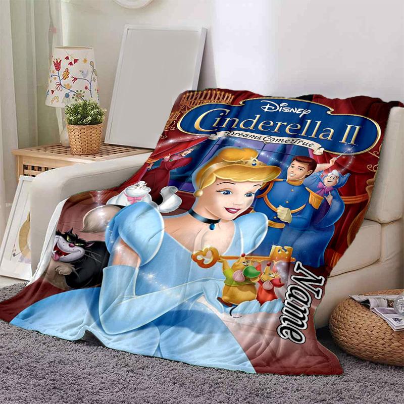 Custom 1pc Cinderella's Magical Adventure Blanket, Soft And Comfortable Blanket, Casual Warm, Camping Travel Blanket, Birthday Gift Q910186