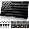 American Flag License Plate For Front Bumper, Black Thick ABS Plastic Car Tag Plate With 3D Embossed USA Flag Pattern, With Screws, Patriotic Decals