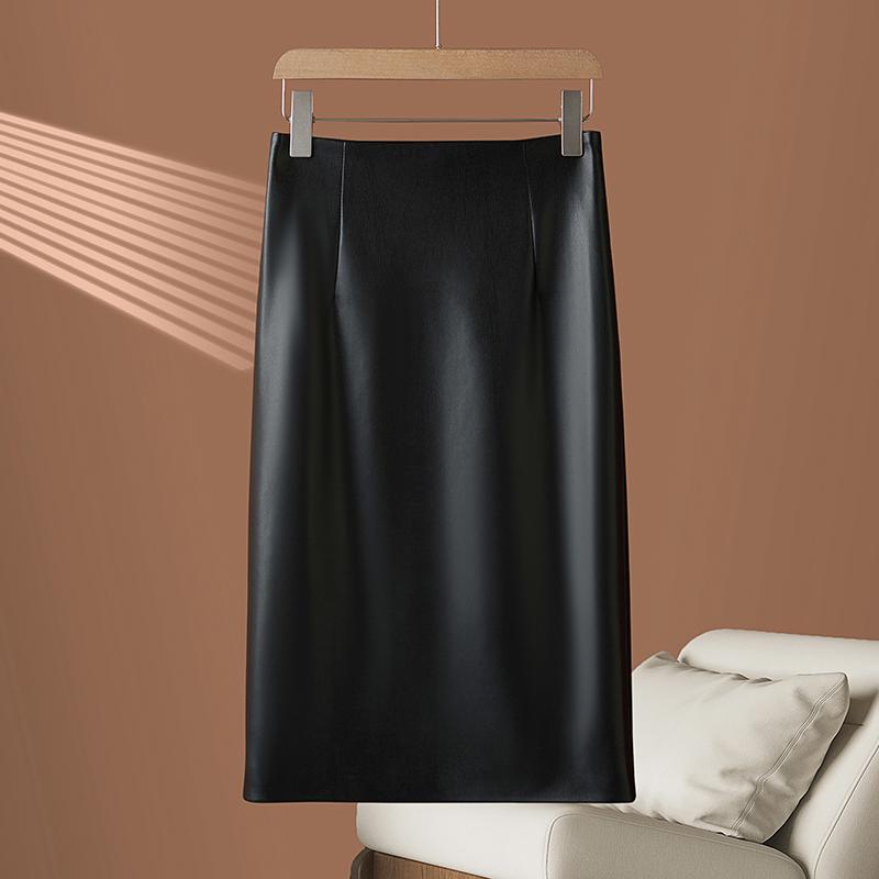 2026 Autumn/Winter Women's High Waist Genuine Lambskin Leather Skirt - Slimming, Hip-Hugging, and Sexy.