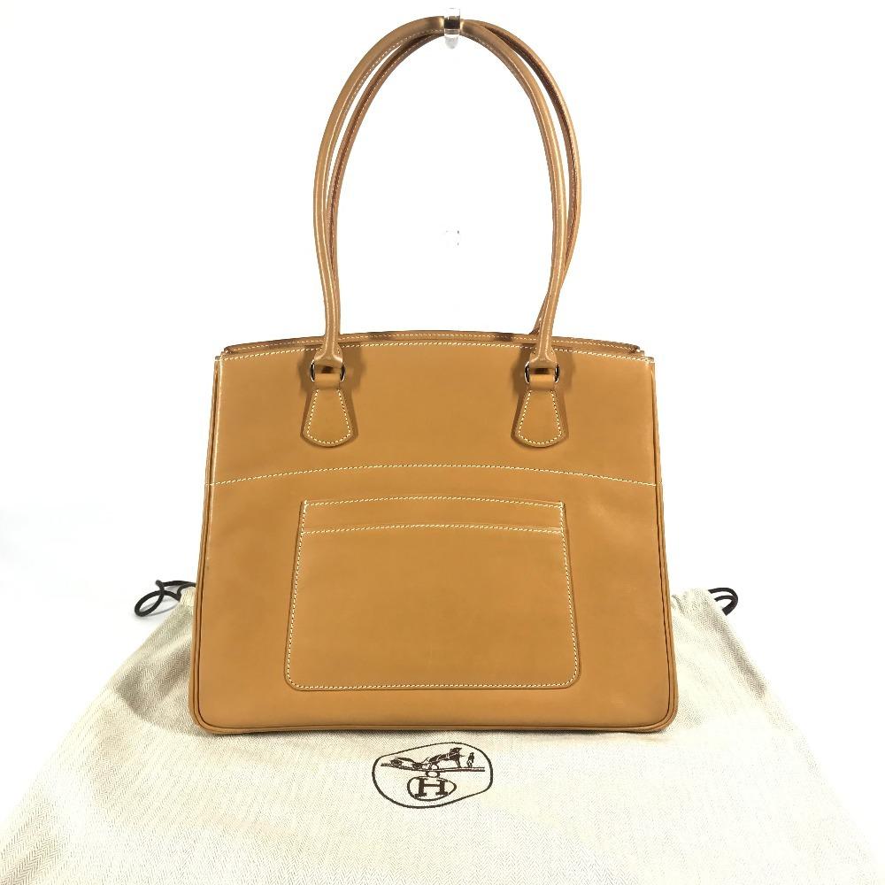 Hermes Leather La Tote Bag Tote Bag Shoulder Bag Bock Scarf Beige