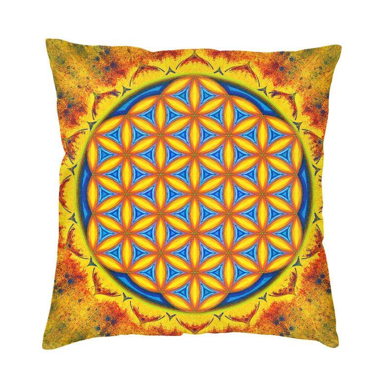 Sacred Geometry Flower Of Life Kuddfodral 45*45cm för vardagsrumssoffa Geometrisk Mandala Kuddfodral Sammets örngott