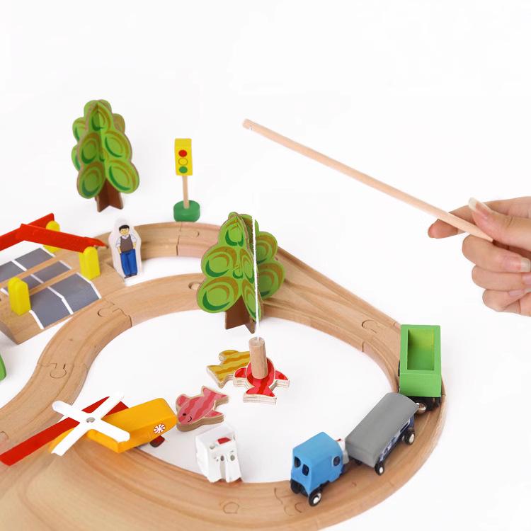 69-Piece Wooden Train Set for Kids - Educational Assembly Toy for Parent-Child Play