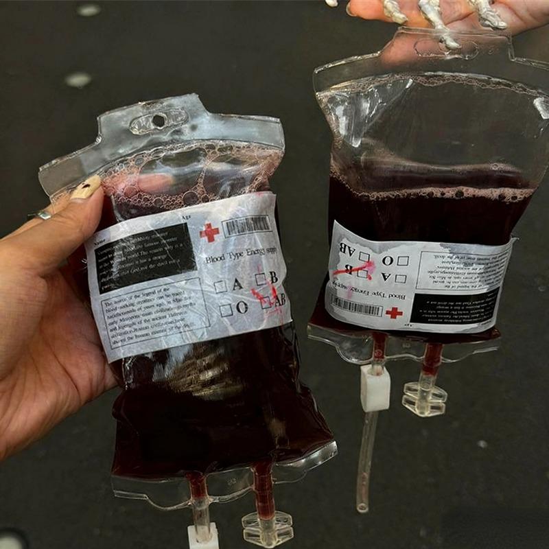 Halloween Blood Bag Set Creative Cocktail Cups Edible Blood Bag Juice Bags Drink Decoration Bags Party Halloween Tools