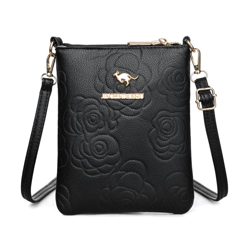 

Fashion popular women s bags niche embossed light luxury shoulder messenger bag rose printed change mobile phone bag