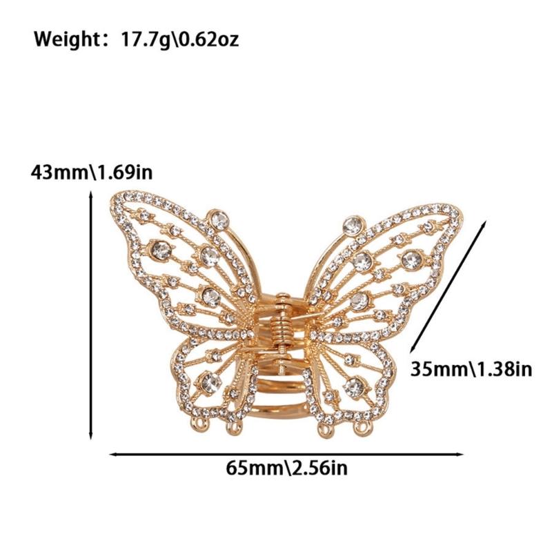 Elegant Butterfly Hair Claw Clip With Dazzling Rhinestones For Women Securely Hold Metal Hairpin Accessory