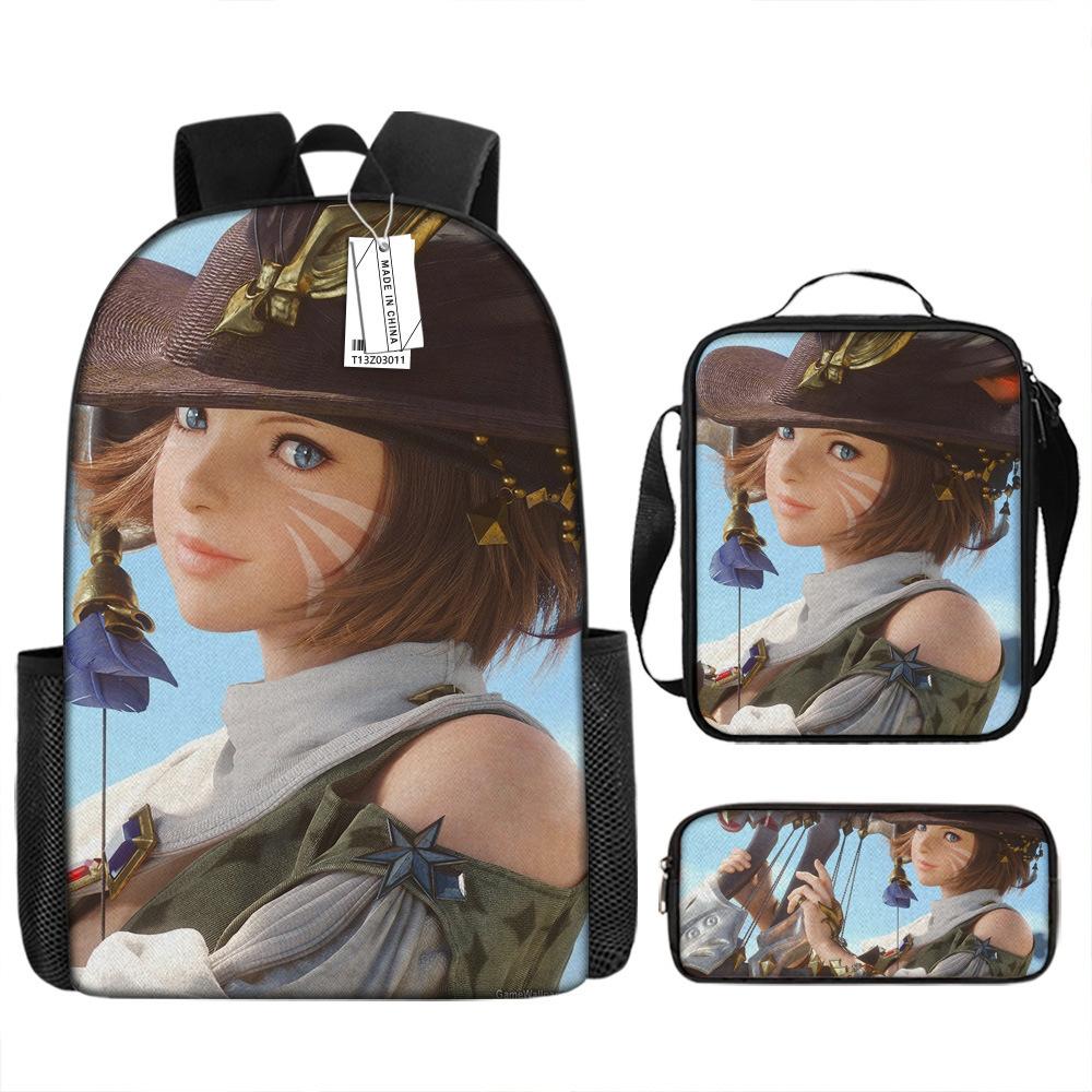Ffxiv Backpack Cross-border Tide Backpack European and American Retro Schoolbag Fourth Grade Backpack Student Backpack