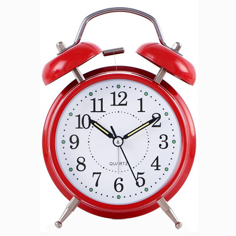 4" Silent Metal Alarm Clock with Light & Customizable Logo for Kids/Students
