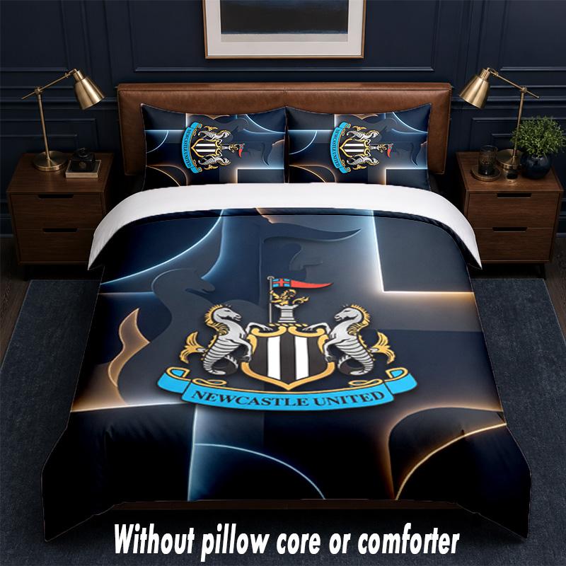Set Biancheria da Letto Design Calcio Newcastle United 1 Copripiumino + 2 Federe Morbido Traspirante Biancheria da Letto per la Casa